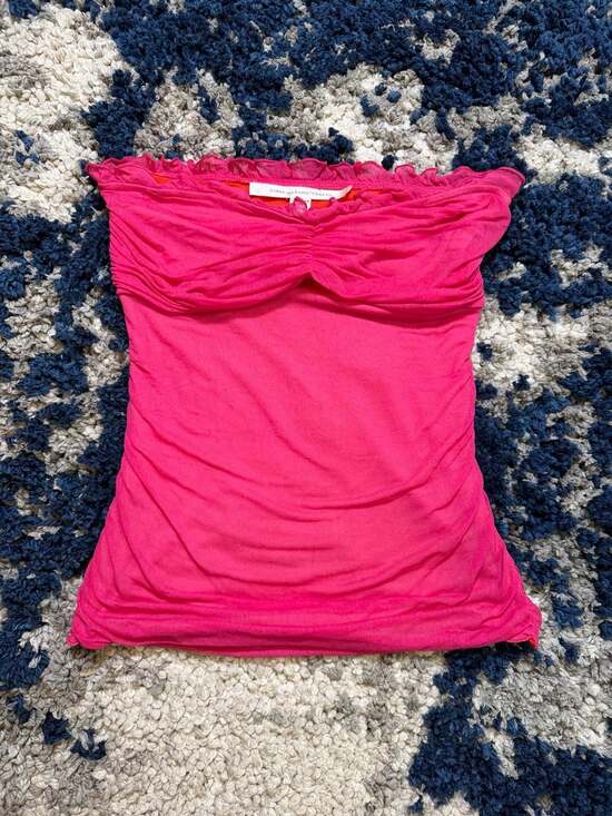 Diane von Furstenberg Tops - Diane von Furstenberg Pink Silk Ruched Strapless Tube Top
